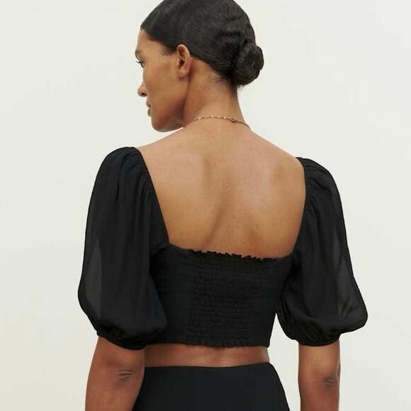 Reformation Sinead Black Heart Neck Crop Top Size 4 - Picture 2 of 9